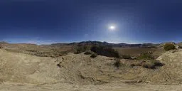 Mid-morning desert landscape HDR for lighting 3D scenes with bright sun and clear blue sky.