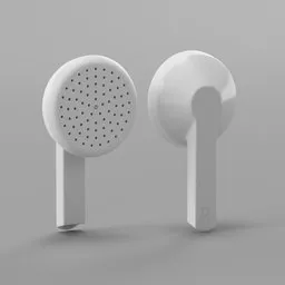 "White earphone designed for mobile use, created using Blender 3D software. Features subdivision control for enhanced details. Perfect option for 3D model enthusiasts and designers seeking an optimized audio experience."
