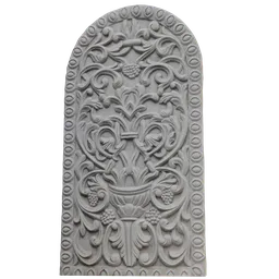 Intricate carved arch 3D model with ornamental patterns, optimized for Blender, showing detailed craftsmanship and design.