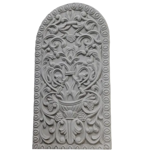Intricate carved arch 3D model with ornamental patterns, optimized for Blender, showing detailed craftsmanship and design.