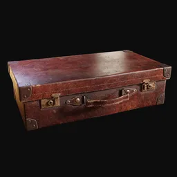Red Leather Antique Suitcase