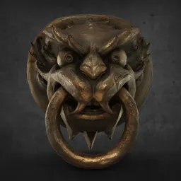 "Antique Chinese dragon doorknob 3D model for Blender 3D software. This iron door handle features a detailed depiction of a Chinese dragon, adding an ancient and unique touch to your 3D designs. Perfect for adding an oriental aesthetic to virtual architectural projects."