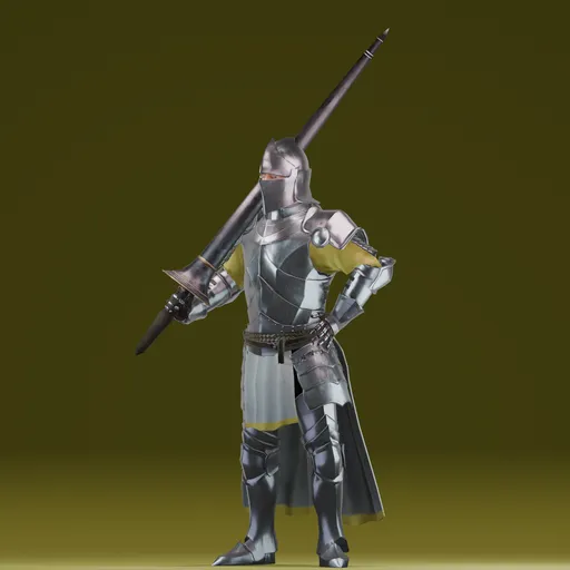 Knight With Spear- LowPoly