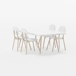 Scandinavian Marble Wooden Table Grey Fabric Chairs