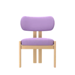 Detailed Blender 3D model of a stylized purple chair with a unique silhouette.