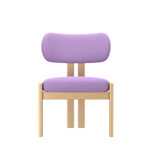 Detailed Blender 3D model of a stylized purple chair with a unique silhouette.