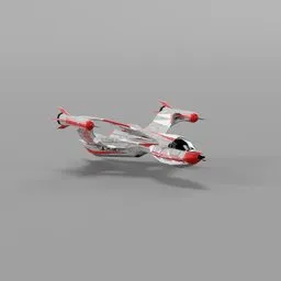 Detailed Blender 3D model of a sleek, twin-engine interceptor spacecraft with red accents.