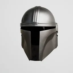 Highly detailed 3D model of a Mandalorian helmet with procedural textures, perfect for Blender rendering.