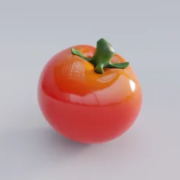 High-quality, realistic 3D tomato model with stylized textures, ideal for Blender 3D nature scenes.