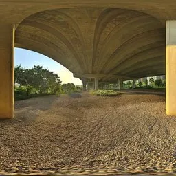 Golden sunset under the bridge