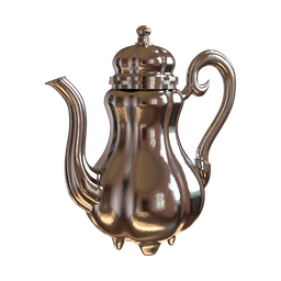 "Discover the exquisite Fancy Silver Kettle, a stunning 3D model for Blender 3D. This container boasts a dazzling silver tea pot with a handle, set on a captivating black background. With its sophisticated design and impeccable craftsmanship, this kettle is sure to enhance any virtual scene. Experience the magic of raytracing, diffuse magic, and metallic bronze skin with this exceptional piece."