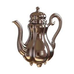 "Discover the exquisite Fancy Silver Kettle, a stunning 3D model for Blender 3D. This container boasts a dazzling silver tea pot with a handle, set on a captivating black background. With its sophisticated design and impeccable craftsmanship, this kettle is sure to enhance any virtual scene. Experience the magic of raytracing, diffuse magic, and metallic bronze skin with this exceptional piece."