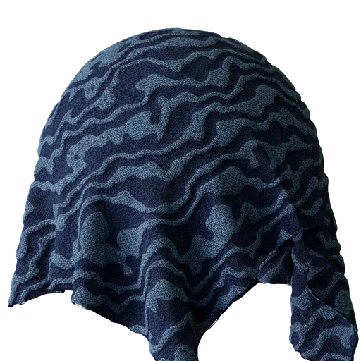 Detailed blue fabric texture with wave design for 3D rendering, suitable for realistic textiles in Blender.
