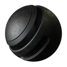 Textured aged black plastic PBR material for 3D rendering in Blender and similar software.