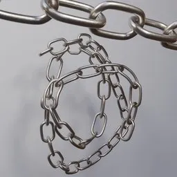 Highly detailed realistic 3D-rendered metal chain, customizable for Blender 3D projects and interior design.