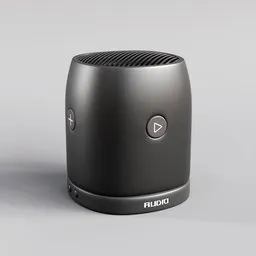 High-quality 3D model of a compact Bluetooth speaker with control buttons, designed for Blender rendering.