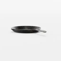 Detailed 3D render of a cast iron skillet, suitable for Blender rendering and camping-themed visualizations.