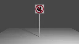 Detailed 3D rendering of a no hitchhiking sign for Blender design projects.