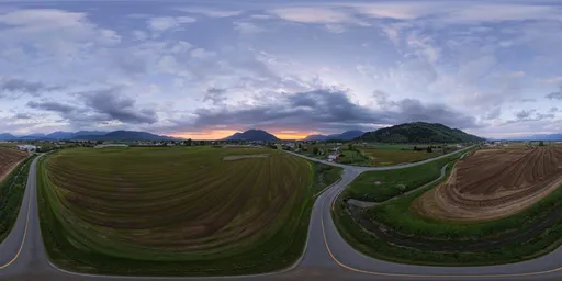 Twilight Colorful Sunset Farm