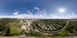 Sunny Cloudy Day City Buildings