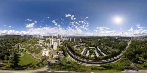 Sunny Cloudy Day City Buildings