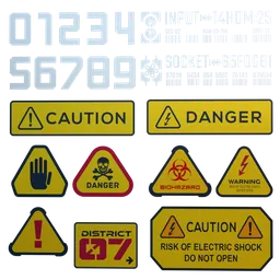 Warnings decals signs 4k texture