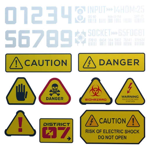 Warnings decals signs 4k texture
