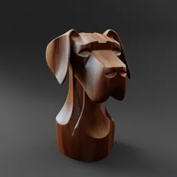 Wooden Dog Head Sculpture