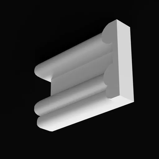 Elegant customizable 3D crown molding piece for architectural visualization in Blender, with precise sizing for easy integration.