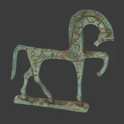 Horse bronze statue rusted