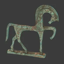 Horse bronze statue rusted