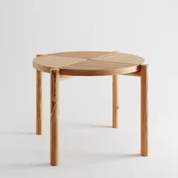 High-quality 3D model of a wooden circular table with detailed textures, ideal for Blender rendering and visualizations.