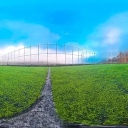 Green Sports Field Mountain Sunset HDRI
