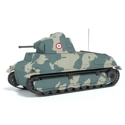 Low Poly Somua S35 Tank