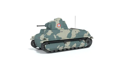 French Somua S35 low-poly 3D tank model for Blender, optimized for CG visualizations.