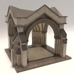 Detailed 3D rendering of a Gothic cathedral archway, optimized for Blender use.