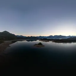 Aerial Lake Sunny Twilight Sky