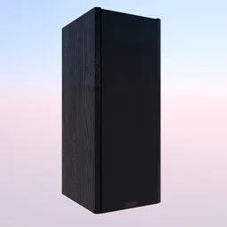 Detailed 3D rendering of a modern black speaker with high-resolution textures, compatible with Blender 3D.