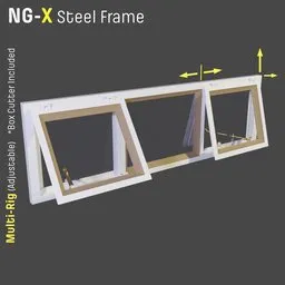 "South African Standard Window 3D model in Blender featuring steelframe and wooden frame options. Includes technical manual and official product image. Perfect for architectural designs."