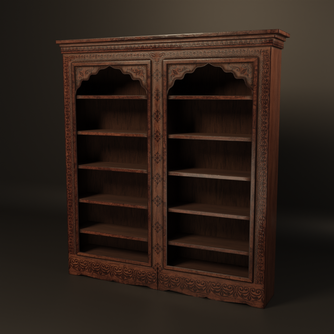 Antique Bookcase Free Bookcases Models Blenderkit 