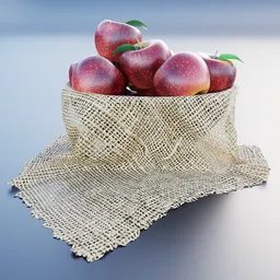 "Highly-detailed Blender 3D model of an apple bowl featuring realistic apples and a beautifully textured cloth. Perfectly tileable and inspired by Nikola Avramov and Olga Boznańska. Ideal for use in fruit and vegetable renders and other 3D projects in Blender 3D software."