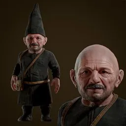 Dwarf character Body + Face Rigged