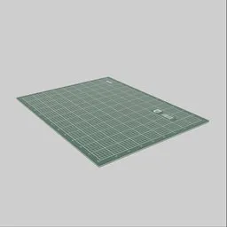 "Green Cutting Mat on Gray Surface - 3D Modeling Concept Sheet for Blender 3D"