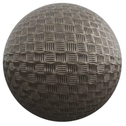 High-resolution PBR texture for 3D rendering showcasing a detailed industrial metal floor pattern suitable for Blender and other 3D applications.