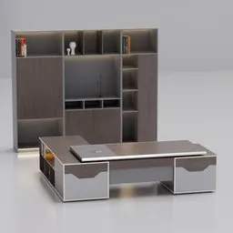 Executive Office Desk with Cabinet