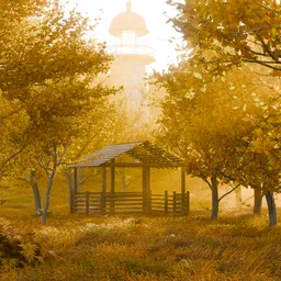 Autumn Lighthouse Scene