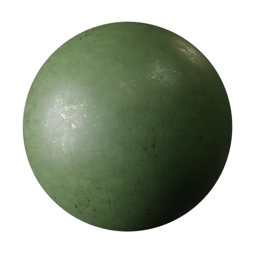 High-quality green painted metal texture for PBR rendering in Blender 3D, suitable for military-themed 3D models.