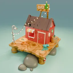 Stylized Wooden Dock Bar