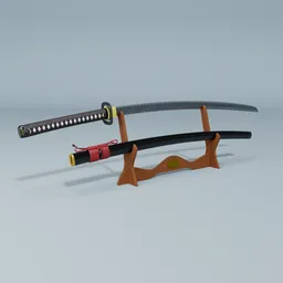 Black katana with base