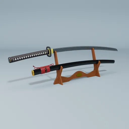 Black katana with base